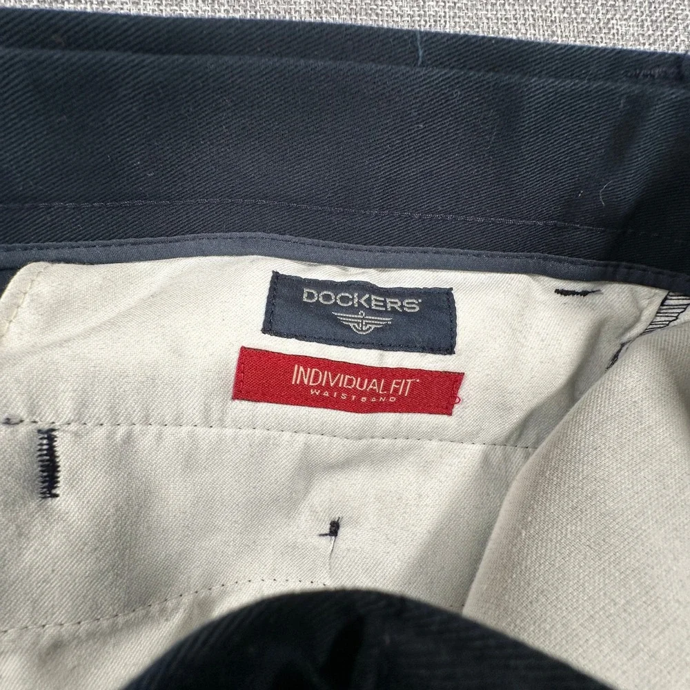 Dockers Original Khaki Pants Mens 36x34 Navy Classic Fit Flat Front Chinos NEW